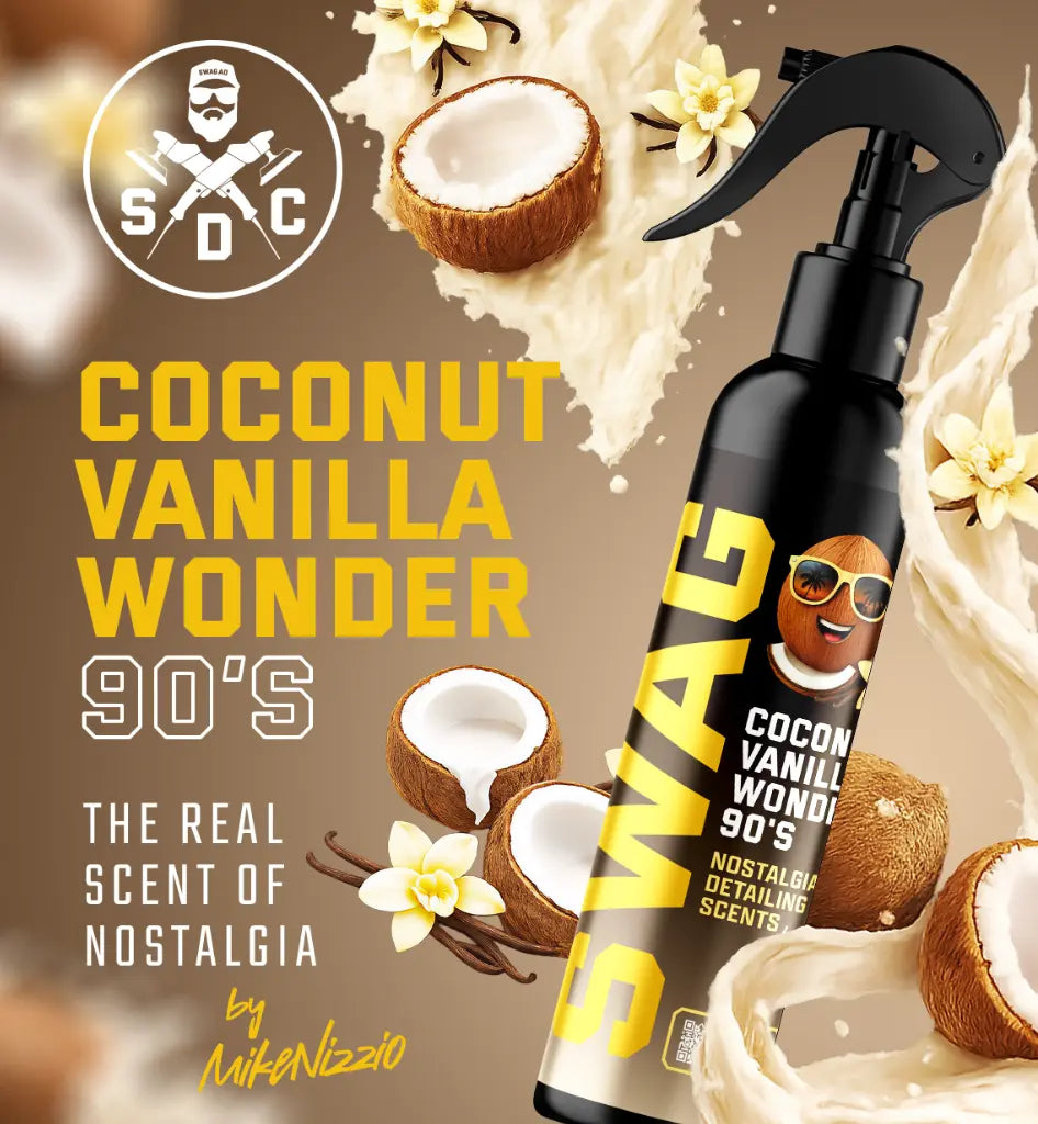 Désodorisant voiture Coconut Vanilla Wonder 90's 150ml - Senteur coco vanille - Bubble Auto