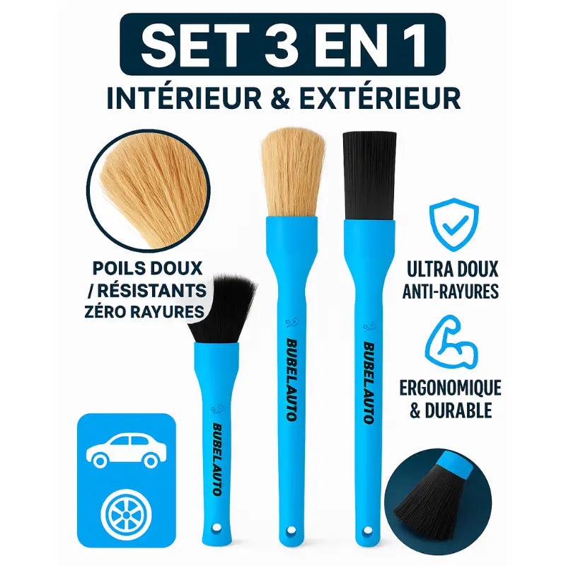 Kit pinceaux detailing voiture - Accessoires précision - Bubble Auto